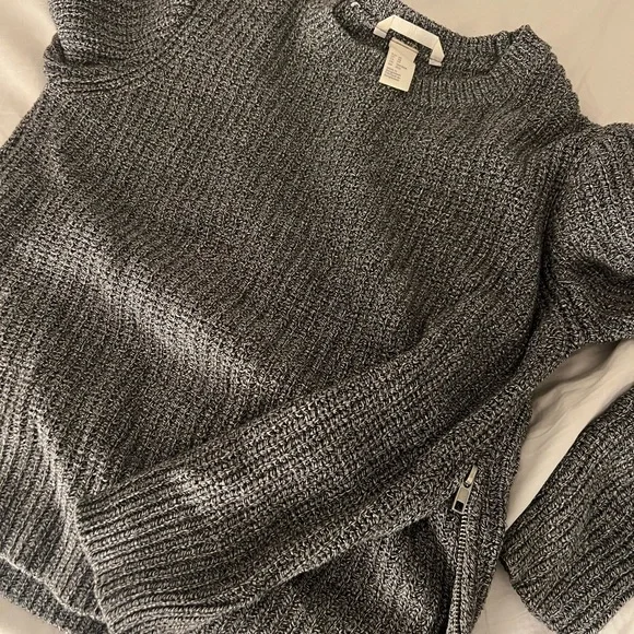 H&M Grey Marled Side-Zip Knit Sweater - Size XS - Picture 4 of 4